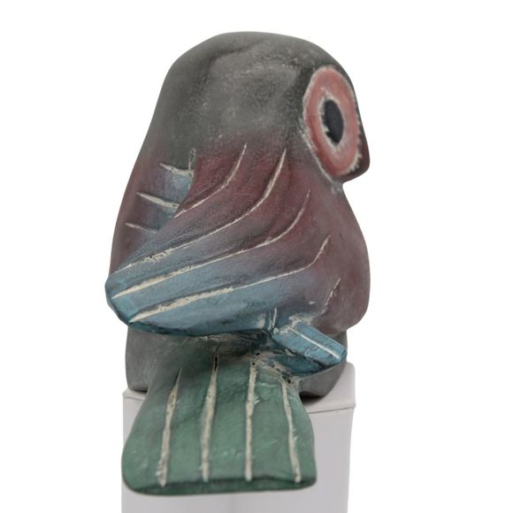 Vintage Hand Carved Wooden Owl Bird Figurine Hand Painted Decorative Sculpture - Picture 3 of 9